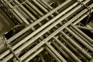 Steel grid on the construction site