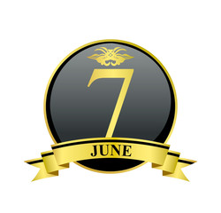 7 june golden calendar circle with ribbon