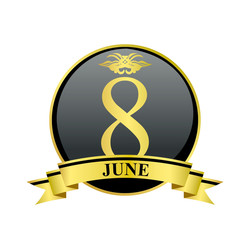 8 june golden calendar circle with ribbon