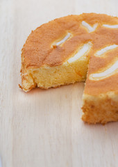  Chiffon cake on wood  board