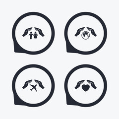 Hands insurance icons. Human life-assurance.