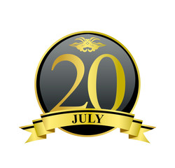 20 july golden calendar circle with ribbon