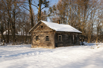 wooden house ,  winter