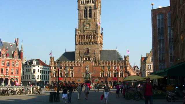 Tilt down of the Belfry of Bruges, Belgium.
