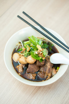 Beef noodles in soup asian style