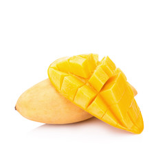 Yellow mango isolated on white background