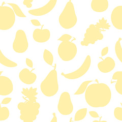 Pastel yellow color fruit pattern. Fruit seamless vector pattern for print and web. Subtle light food background. 