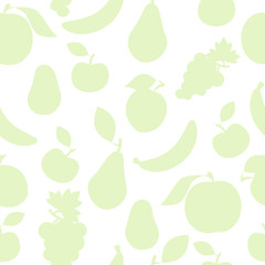 Pastel green color fruit pattern. Fruit seamless vector pattern for print and web. Subtle light food background.