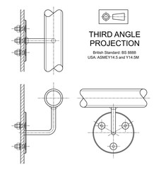 Third Angle Orthographic Projection - obrazy, fototapety, plakaty
