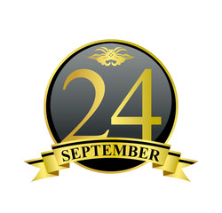 24 september golden calendar circle with ribbon