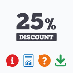 25 percent discount sign icon. Sale symbol.