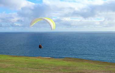 Hang Glider - colorful hang glider in sky over blue sea