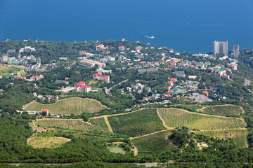 View urban-type settlement Koreiz in Yalta Municipality, Crimea