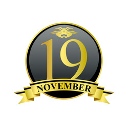 19 november golden calendar circle with ribbon