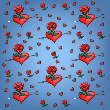 background roses and hearts