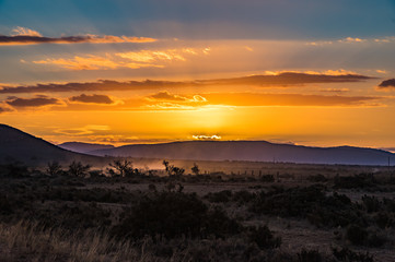 Outback South Australia beautiful orange sunset over the Flinders Ranges