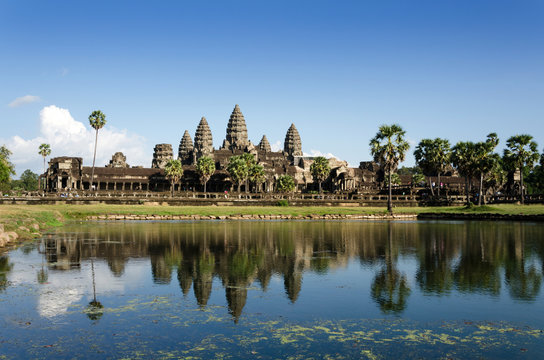 Angkor Wat with reflection in water in Siem Reap