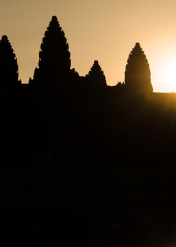 Silhouette of Angkor Wat at sunrise