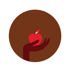 The hand heart icon in a circle isolated vector symbol