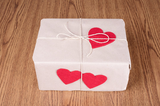 Red heart shape on package