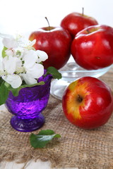 Apples on a  wooden table