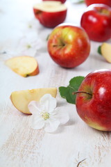 Apples on a  wooden table