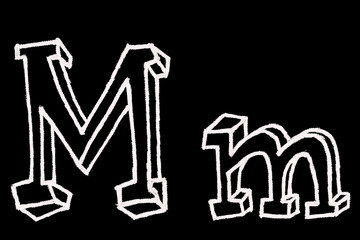 M - Chalc ABC letters over black background