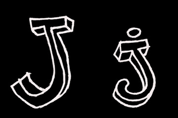 J - Chalc ABC letters over black background