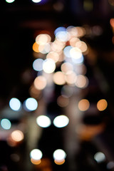 Abstract blur bokeh of traffic jam on road in the city