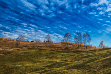 Autumn scenery in remote rural area in Transylvania