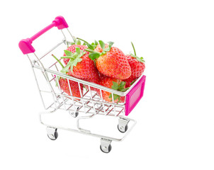 Strawberries in Shopping Cart.