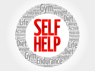 Self Help word cloud, health concept