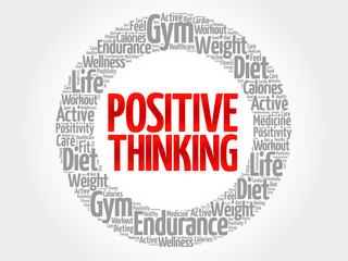 Positive thinking word cloud, health concept