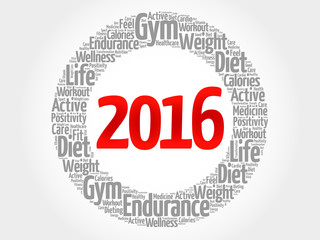 2016 health word cloud, concept background