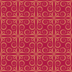 Luxury Golden Seamless Pattern on Red