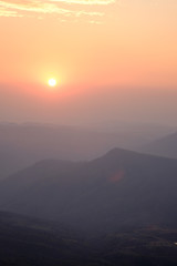 Beautiful sunrise view of Mountain landscape at Phu Rua National