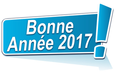 bonne année 2017 sur étiquette bleue