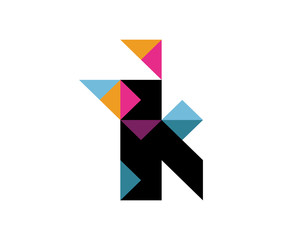K Flip or fold logo alphabet for branding. vector