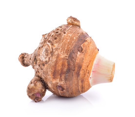 taro root on white background