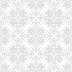 Oriental vector classic pattern. Seamless abstract light silver background