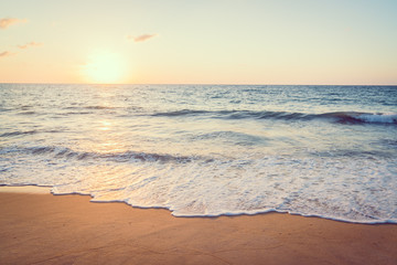 Sunset with sea and beach