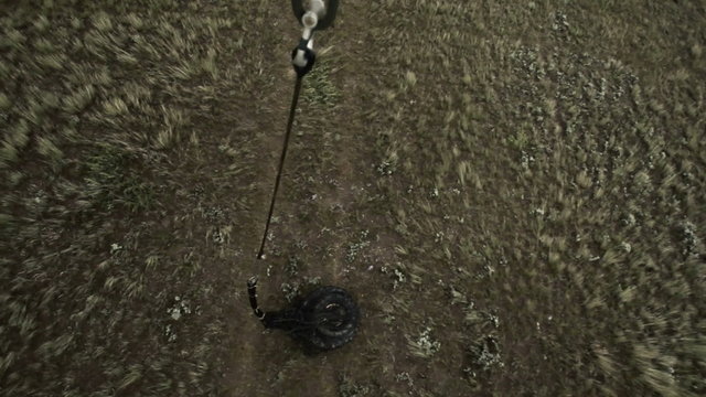 Black hawk helicopter dropping carge