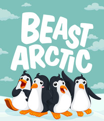 Penguins standing on ice