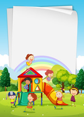Border design with children in the playground