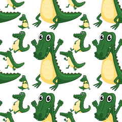 Seamless green aligators smiling