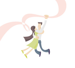 The lovers / A man loves a woman, they are falling in love.