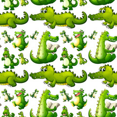 Seamless crocodile doing activities