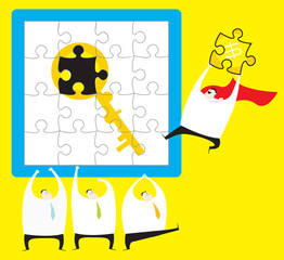 The key point / The last piece of the puzzle has been found by a team.