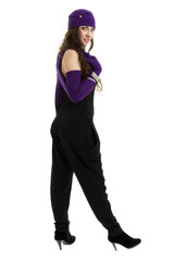 knitwear. young woman wearing a winter cap