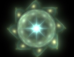 Abstract design of white powder cloud against dark background